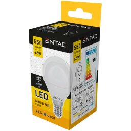 Entac LED Mini Globe izzó E14 6,5W 4000K, 550 lumen (K)