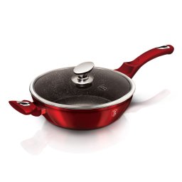 Berlinger Haus Serpenyő üvegfedővel 32 cm márvány bevonattal Burgundy Edition BH/1261N