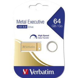 VERBATIM Pendrive, 64GB, USB 3.2, VERBATIM "Executive Metal", arany