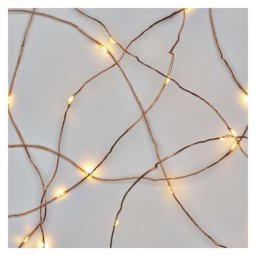 LED karácsonyi nano fényfüzér, réz, 4 m, kültéri és beltéri, meleg fehér, időzítő