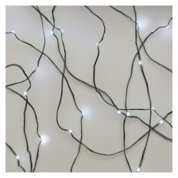 LED karácsonyi nano fényfüzér, zöld, 15 m, kültéri és beltéri, hideg fehér, időzítő