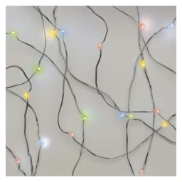 LED karácsonyi nano fényfüzér, 1,9 m, 2x AA, beltéri, többszínű, időzítő