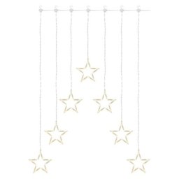LED karácsonyi fényfüggöny – 7 csillag, 67x125cm, kültéri és beltéri, meleg fehér