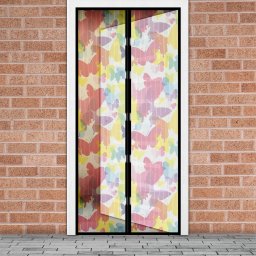 Szúnyogháló függöny ajtóra - mágneses - 100 x 210 cm - Színes pillangós