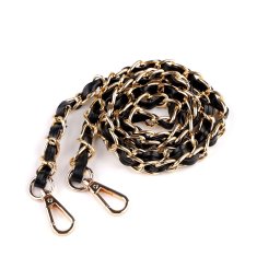Táska heveder lánccal és karabinerrel, 2cm, 112cm, 930433, fekete-arany
