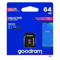 GOODRAM microSDHC 64 GB UHS-I memóriakártya + adapter (M1AA-0640R12)