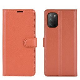 LITCHI Pénztárca huzat Xiaomi Poco M3 barna