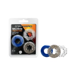 Stay Hard - változatos péniszgyűrű szett - 3 db (színes)