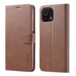 IMEEKE pénztárca huzat Xiaomi Mi 11 Lite / 11 Lite 5G / 11 Lite NE 5G sötétbarna