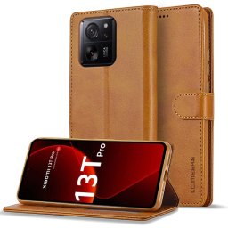 IMEEKE Wallet tok Xiaomi 13T / 13T Pro telefonhoz világosbarna