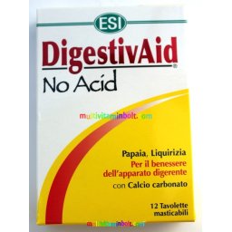 DigestivAid No Acid 12 db tabletta, szopogatós. Savlekötő, lúgosító, édesgyökér, papaya, alma pektin - ESI