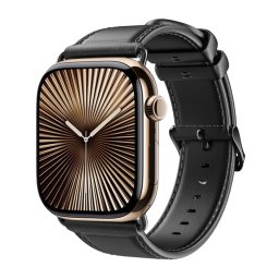 DUX LEATHER Bőrszíj Apple Watch 10-hez 46mm fekete