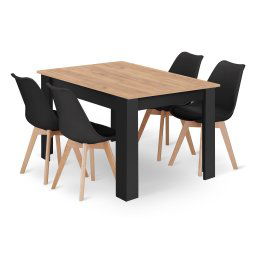 Fekete étkező szett 1 + 4, MADO CRAFT asztal 120x80 + BALI MARK fekete szék