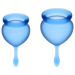 Satisfyer Feel Good - szilikon menstruációs kehely szett (kék, 2 db)