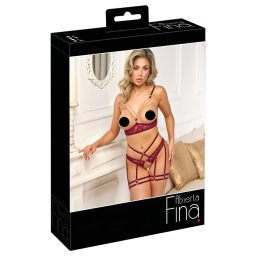 Abierta Fina - láncos push-up melltartó szett (piros)