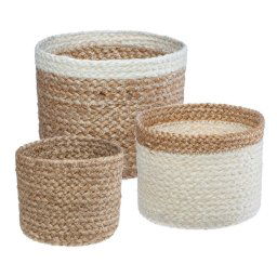 Kerek juta kosarak SEAGRASS készlet 3 db, fehér