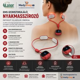 HD7073 EMS izomstimulálő nyakmasszírozó 4 üzemmóddal és hőfunkcióval - piros