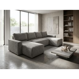 U alakú ülőgarnitúra SMART COSARO 295x140 cm, világosszürke