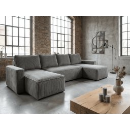 U alakú ülőgarnitúra SMART COSARO 295x140 cm, szürke