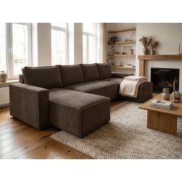 U alakú ülőgarnitúra SMART COSARO 295x140 cm, sötétbarna