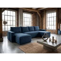 U alakú ülőgarnitúra SMART COSARO 295x140 cm, sötétkék