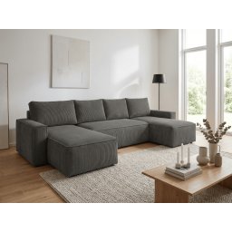U alakú ülőgarnitúra SMART COSARO 295x140 cm, sötétszürke