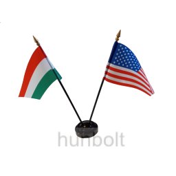 Nemzeti és Amerikai Egyesült Államok (USA) zászlók asztali tartóval