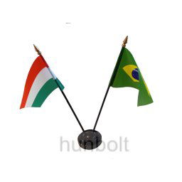 Nemzeti és Brazilia zászlók asztali tartóval