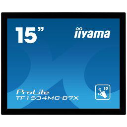 15" iiyama TF1534MC-B7X: TN, XGA, kapacitív, 10P, 370cd/m2, VGA, DP, HDMI, IP65, fekete színű