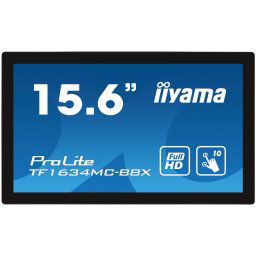 15,6" iiyama TF1634MC-B8X: IPS, FullHD, kapacitív, 10P, 450cd/m2, VGA, DP, HDMI, IP65, fekete, fekete