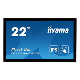 22" iiyama TF2234MC-B7X: IPS, FullHD, kapacitív, 10P, 350cd/m2, VGA, DP, HDMI, IP65, fekete, fekete