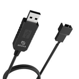 AKASA - 5V - 12V DC Step-Up feszültség átalakító kábel USB 3-Pin és 4-Pin PC ventilátorhoz