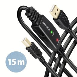 AXAGON ADR-215B, USB 2.0 A-M -> B-M aktív patch kábel, 15m