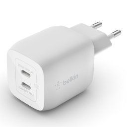 Belkin BOOST CHARGE™ Dual 45W USB-C Power Delivery GaN PPS fali töltő, fehér