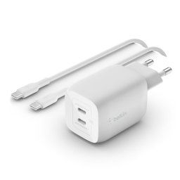Belkin BOOST CHARGE™ Dual 65W USB-C Power Delivery GaN PPS fali töltő 2m USB-C-USB-C kábel, fehér színben