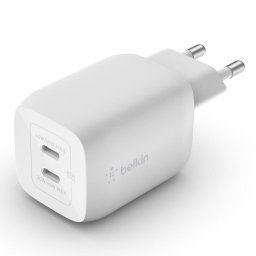 Belkin BOOST CHARGE™ Dual 65W USB-C Power Delivery GaN PPS fali töltő, fehér