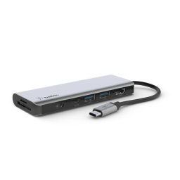 Belkin USB-C 7in1 multiport adapter - 4K HDMI, USB-C PD 3.0, 2x USB-A 3.0, SD és micro SD kártyaolvasó, 3,5 mm-es jack csatlakozó