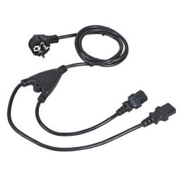 C-TECH 220/230V-os tápkábel, 1, 8m, Y-elágazás, VDE