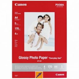 Canon fényes fotópapír, GP-501, fotópapír, fényes, GP-501 típus 0775B076, fehér, 21x29,7cm, A4, 200 g/m2, 5 db, tintasugaras papír