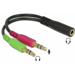 PREMIUMCORD adapter 4-pólusú jack3, 5mm-es jack fejhallgatóhoz és mikrofonhoz, 30cm
