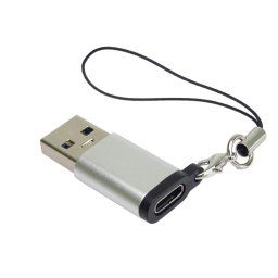 PremiumCord adapter USB3.0 A hím - USB-C női, ezüst, akasztóhurokkal