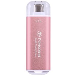 Transcend ESD300P 2TB, külső SSD, USB 10Gbps, C típus, 1050MB/R, 950MB/W, rózsaszínű