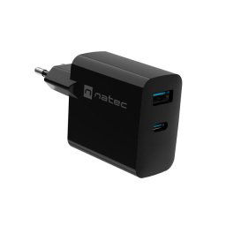 Univerzális USB töltő Natec RIBERA GaN 65W, 1X USB-A, 1X USB-C, Fekete
