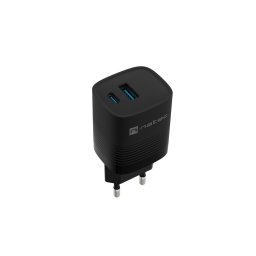 Univerzális USB-töltő Natec RIBERA GaN 30 W, 1X USB-A, 1X USB-C, fekete színű