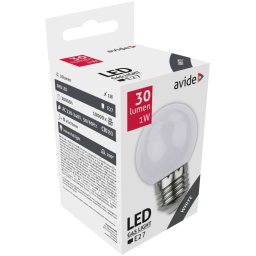 Avide Dekor LED fényforrás G45 1W E27 Fehér (K)