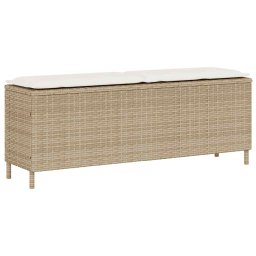vidaXL bézs polyrattan kerti pad párnával 110x30x40,5 cm