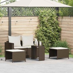 vidaXL 5 részes polyrattan kerti kanapé garnitúra párnákkal stackable