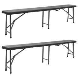 vidaXL 2 db fekete összecsukható HDPE kerti pad 180 cm