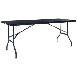 vidaXL fekete HDPE rattan szerű összecsukható kerti asztal 180x75x72cm
