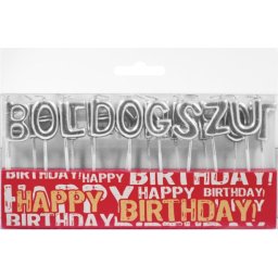Tortagyertya Boldog Születésnapot ezüst/arany 19db 8cm 497215 2féle